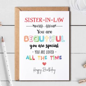 Sister-In-Law You Are Beautiful You Are Special - Sister-In-Law Birthday Card Poem Card For Sister-In-Law - Birthday Card For Sister-In-Law