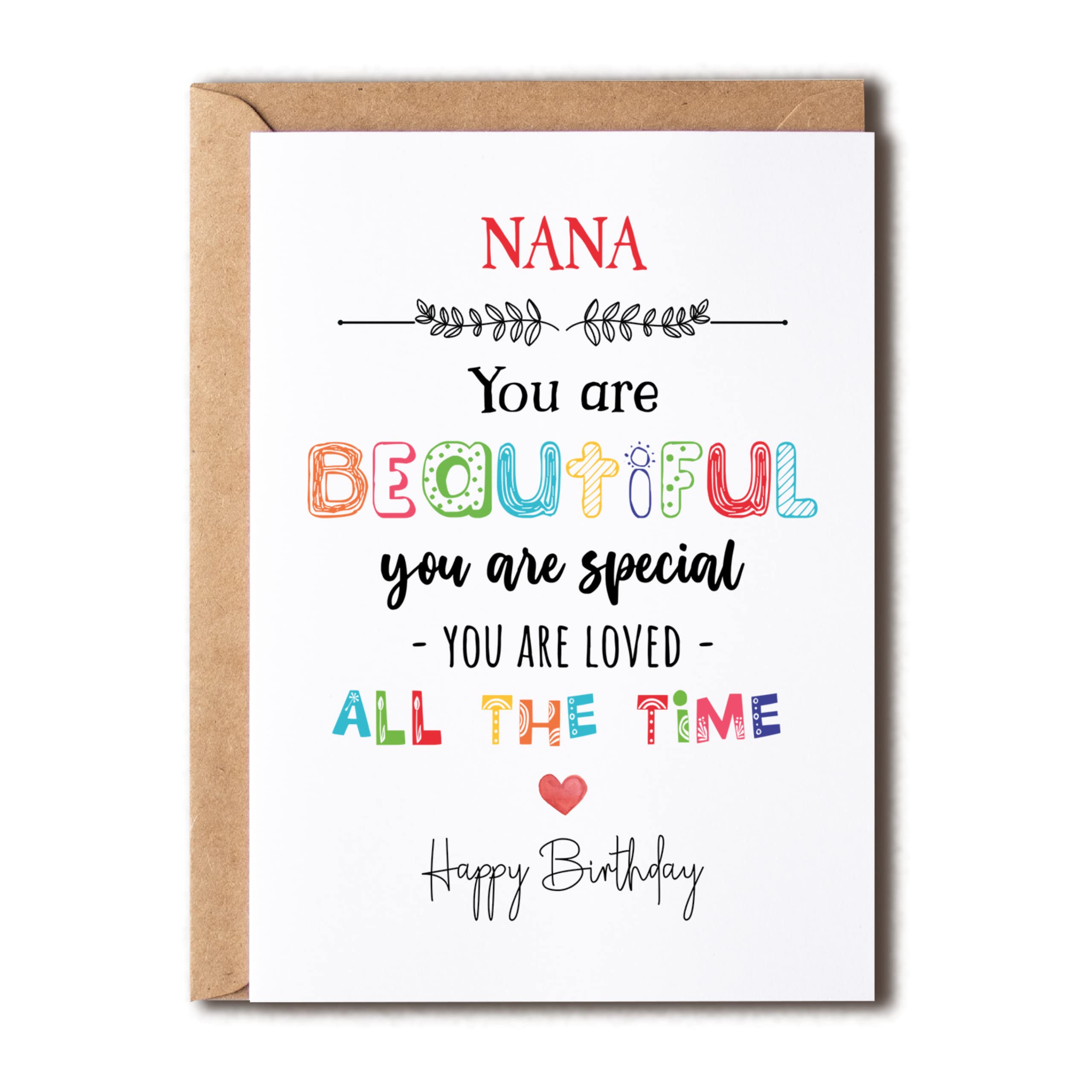 Nana You Are Beautiful You Are Special - Nana Birthday Card Poem Card For Nana - Birthday Card For Nana - Card For Nana