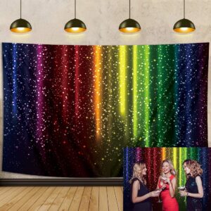 let's glow party backdrop 7x5ft colorful glitter rainbow neon photography background music dance prom adult party decoration kids birthday supplies photo booth props (84x60 inch)