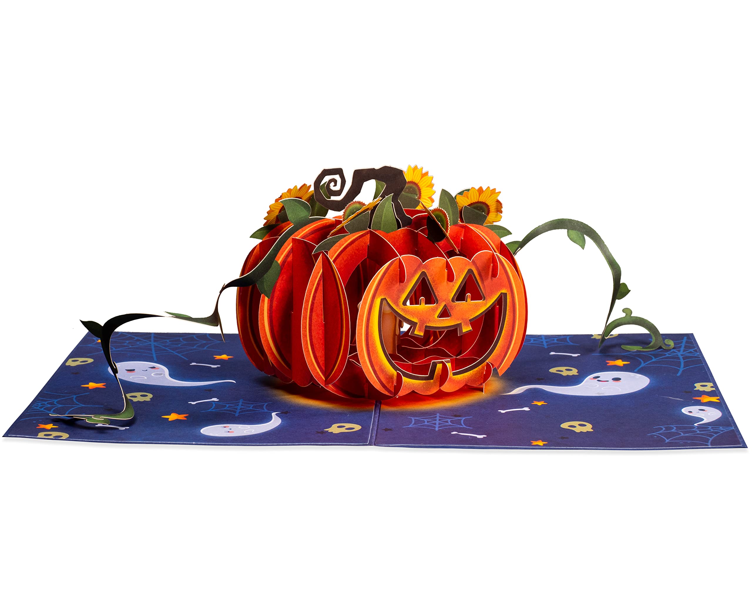 Paper Love 3D Halloween Pumpkin Pop Up Card, For Spooky Celebrations, Trick or Treat | Adult and Kids - 5" x 7" Cover - Includes Envelope and Removable Note Tag