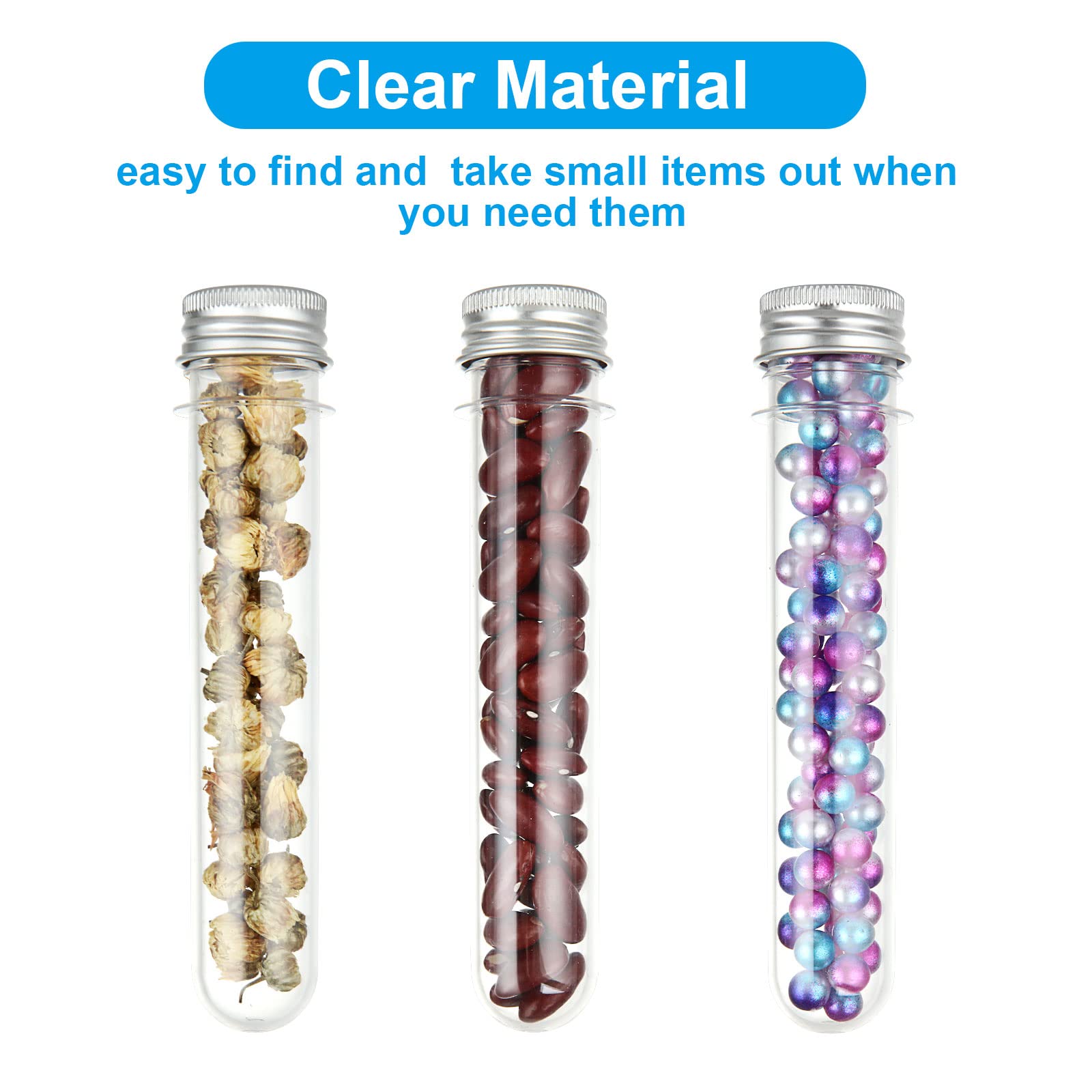 EATHEATY 60 Pack Plastic Test Tubes with Screw Caps, 45ML Clear Bath Salt Tubes Gumball Candy Tubes with Caps, Tube Container Vials for Scientific Experiments, Party Favors, Candy Storage (140x25mm)