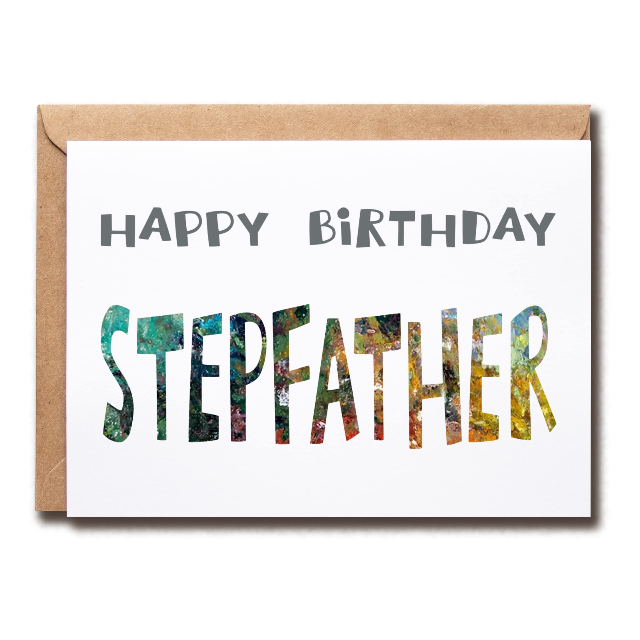 Happy Birthday Stepfather - Stepfather Birthday Card - Stepfather Card - Card For Stepfather Modern - Stepfather Birthday Card - Card For Stepfather