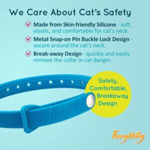 Fuzzymilky Cat Calming Collars - 4 Packs Cat Collar Infused with Synthetic Pheromones (Blue) - Cat Pheromone Diffuser Necklace for Anxiety Relief, Travel, Keeping Kitty Quiet