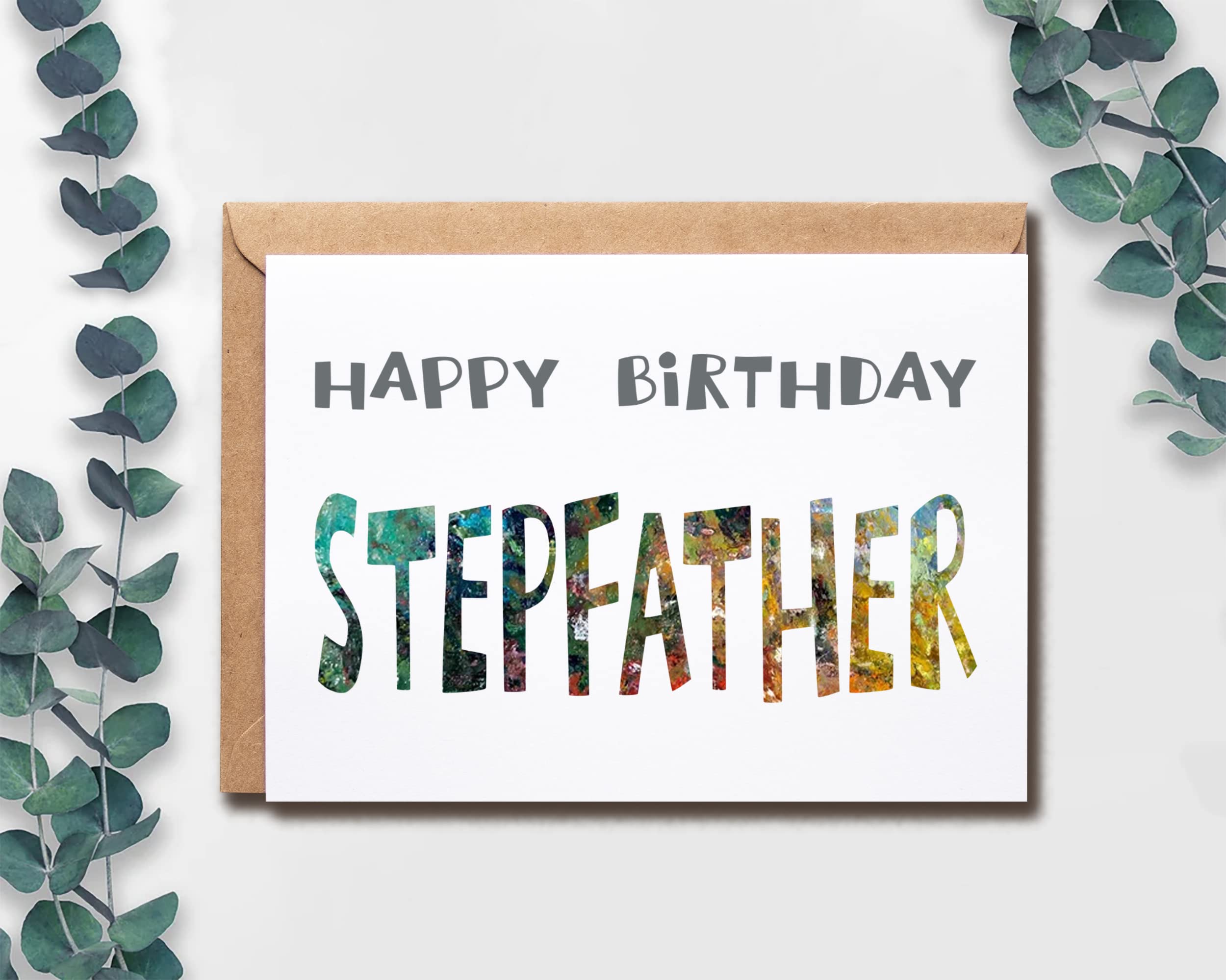 Happy Birthday Stepfather - Stepfather Birthday Card - Stepfather Card - Card For Stepfather Modern - Stepfather Birthday Card - Card For Stepfather