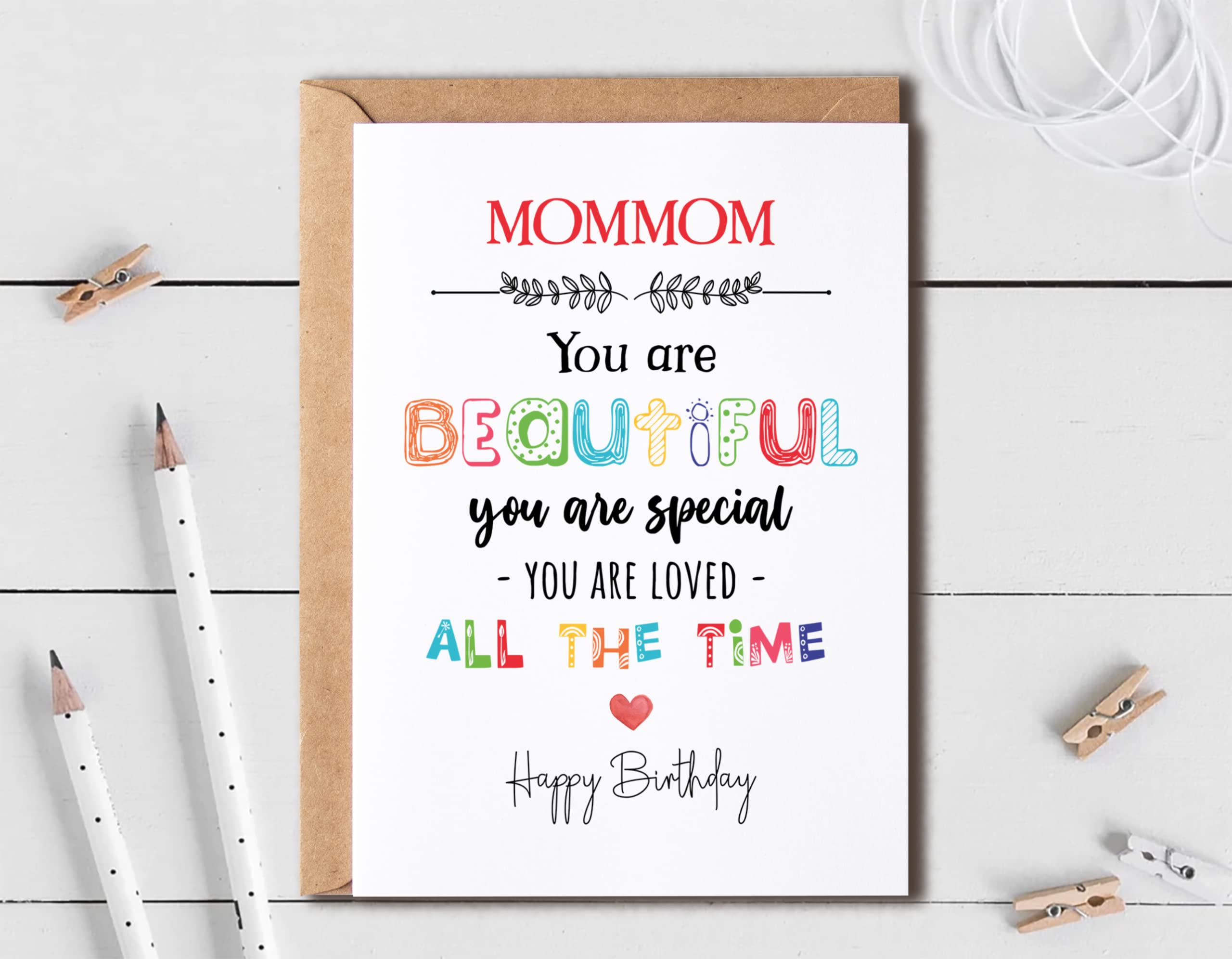 Mommom You Are Beautiful You Are Special - Mommom Birthday Card Poem Card For Mommom - Birthday Card For Mommom - Card For Mommom