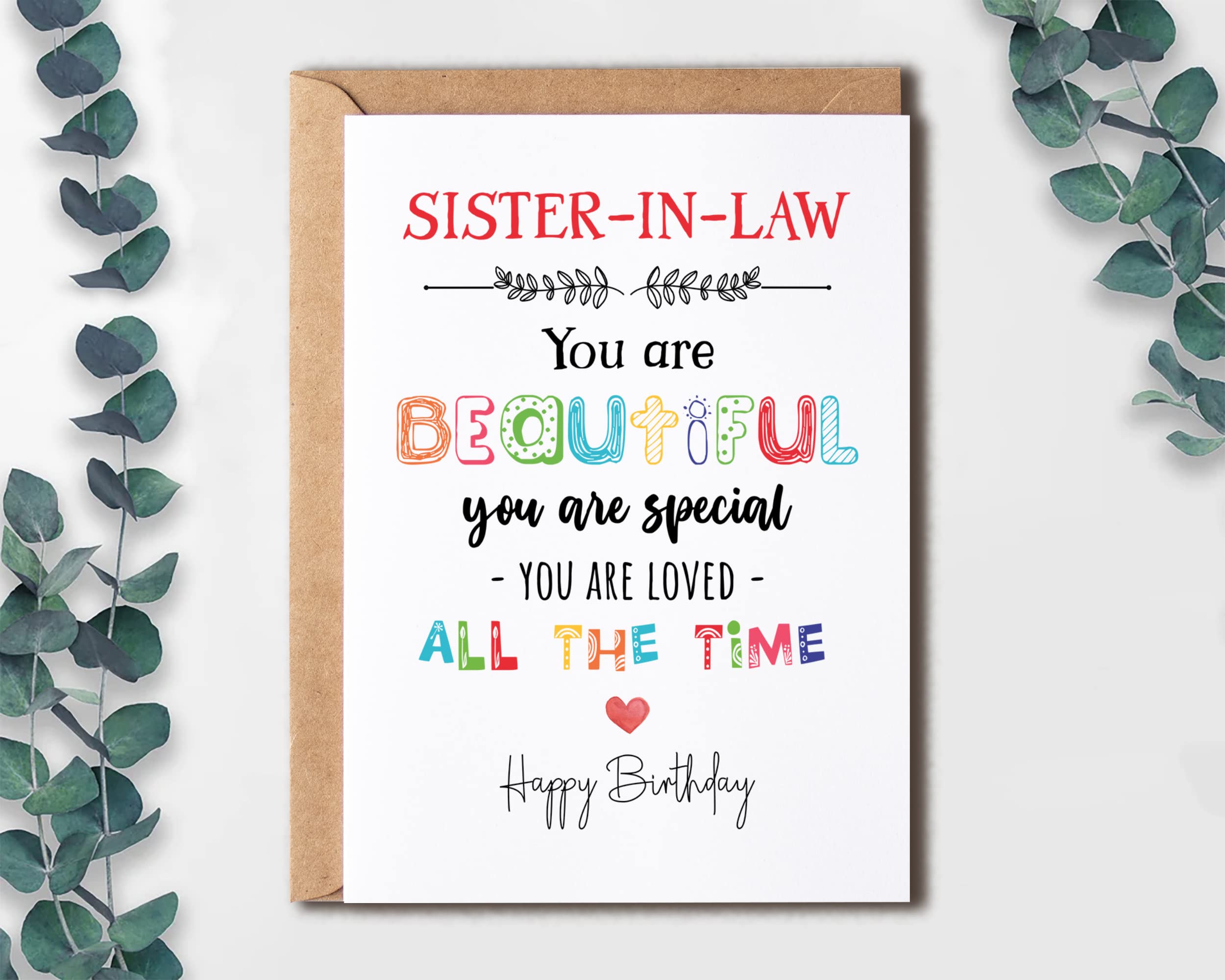 Sister-In-Law You Are Beautiful You Are Special - Sister-In-Law Birthday Card Poem Card For Sister-In-Law - Birthday Card For Sister-In-Law