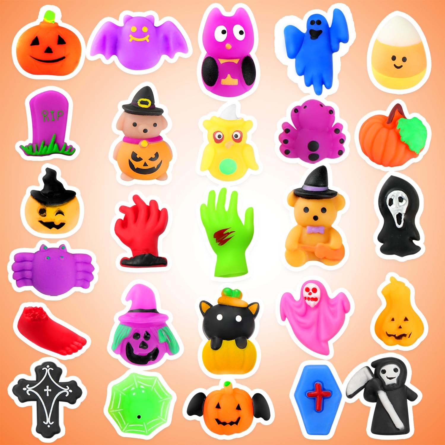 LIAM&AVA Halloween Squishy Toys, 26 PCS Halloween Mochi Squishies Bulk Toy for Girls Boys Kids, Halloween Party Favors, Halloween Trick or Treat Goodie Bags Filler Gifts Decorations