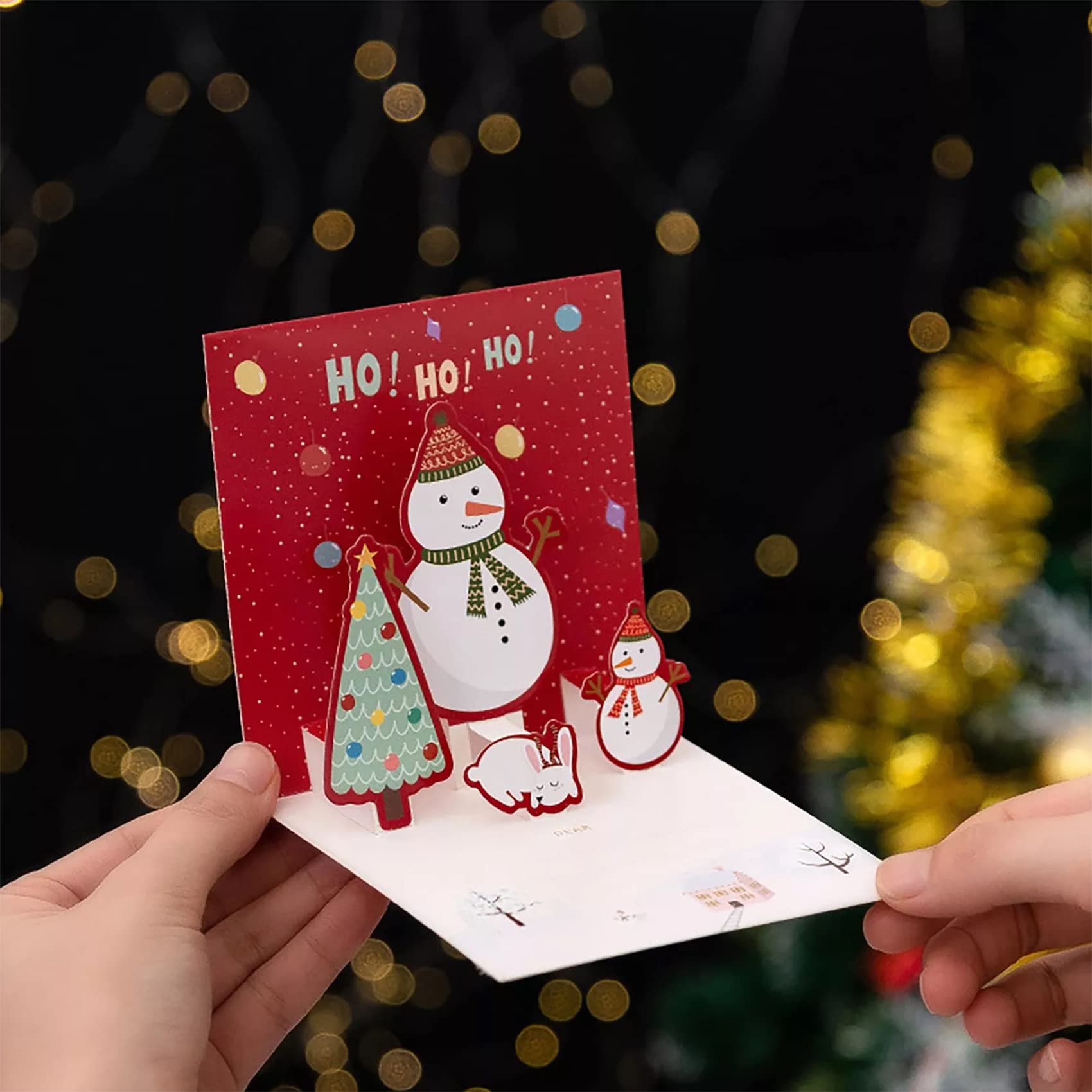 Christmas Cards, 6 Pack Small Pop Up Christmas Gift Card with Envelopes Stickers, 3D Cute Holiday Greeting Cards Santa Snowman Reindeer Xmas Tree Bulk Set Christmas Cards for Kids 4.3x4.3inch