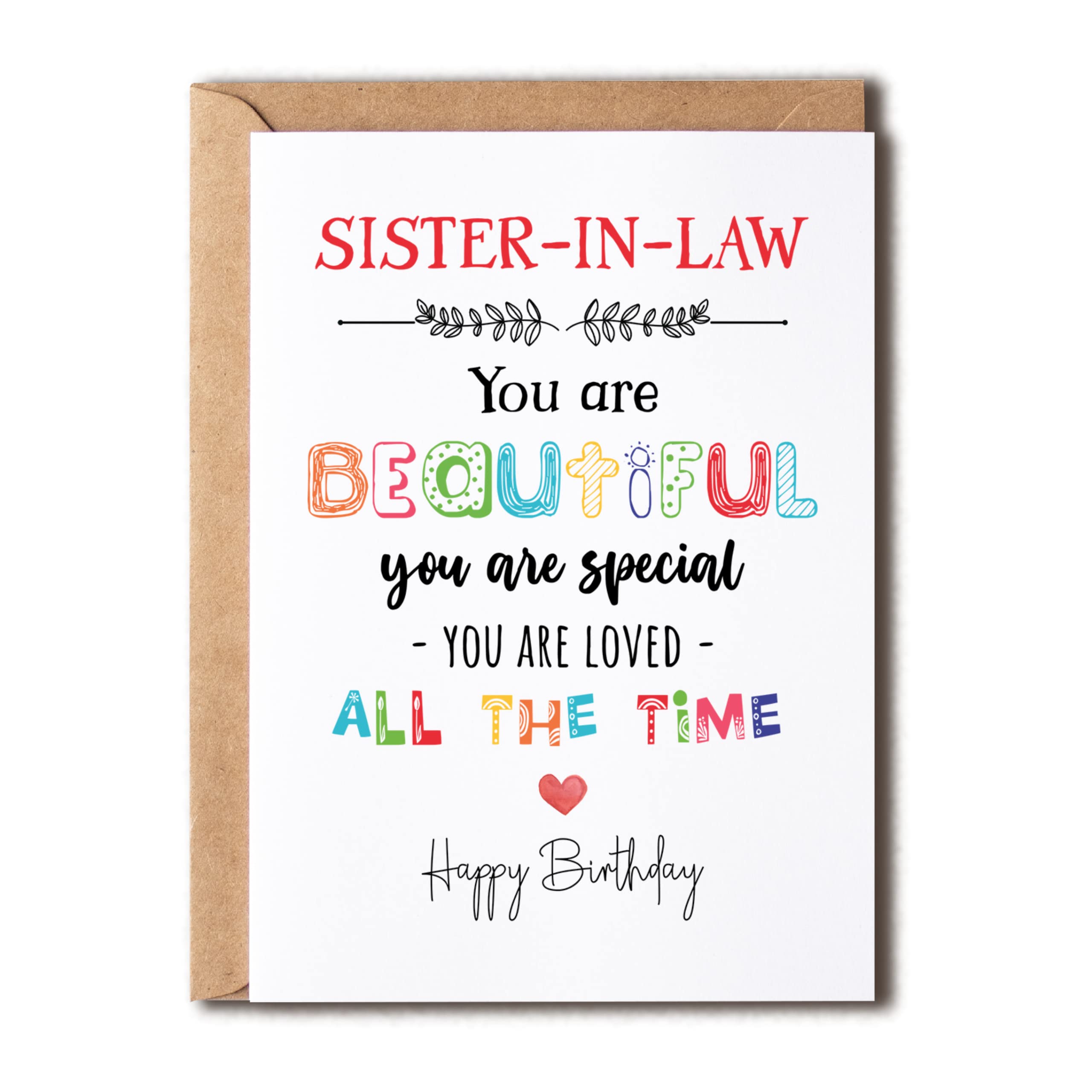 Sister-In-Law You Are Beautiful You Are Special - Sister-In-Law Birthday Card Poem Card For Sister-In-Law - Birthday Card For Sister-In-Law