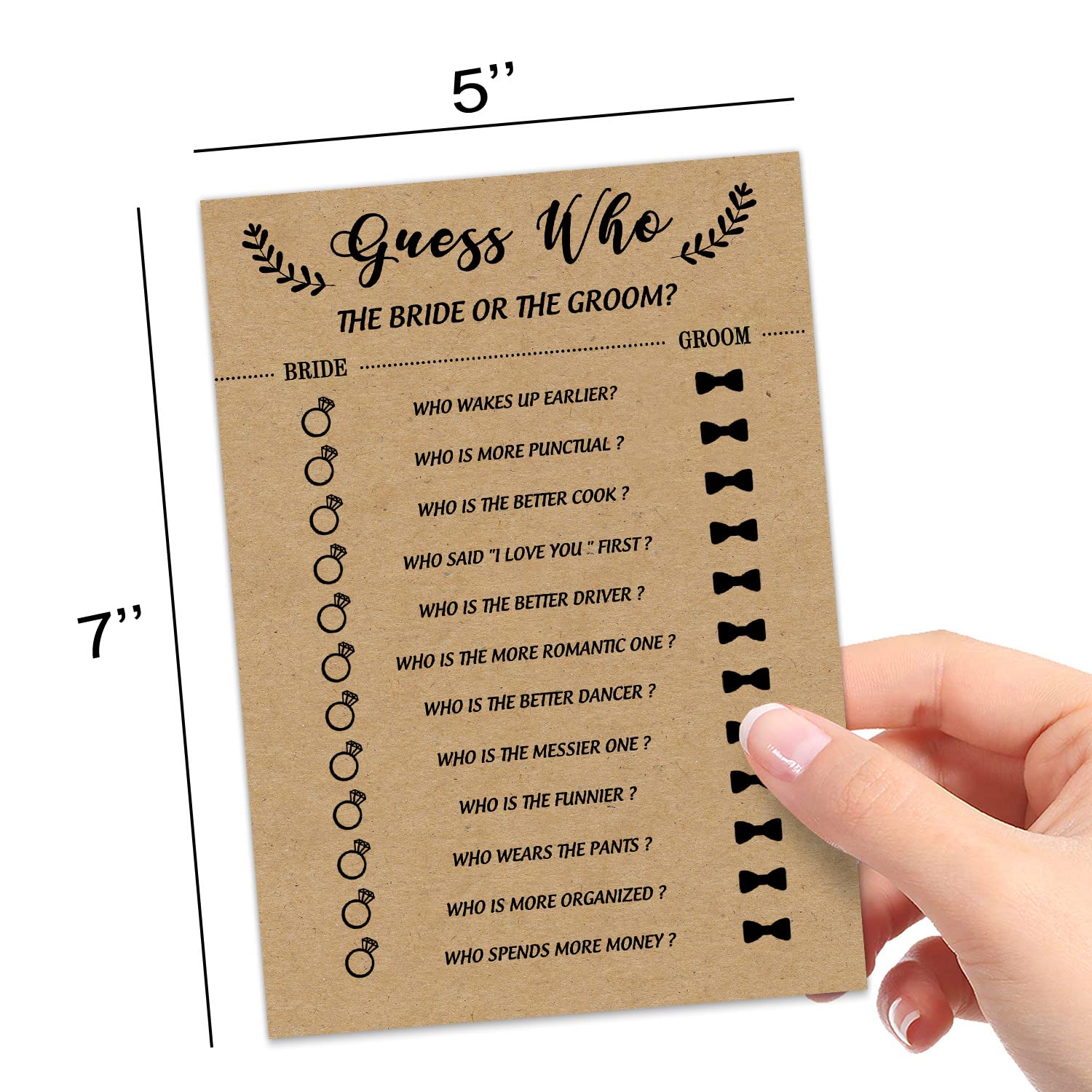 Bridal Shower Game, Guess Who the Bride or Groom Game Cards for Wedding, 30 Wedding Bridal Shower Party Game Cards Ideas for Couple-to-Be, Who Knows the Bride and Groom Fun Activities Card Game