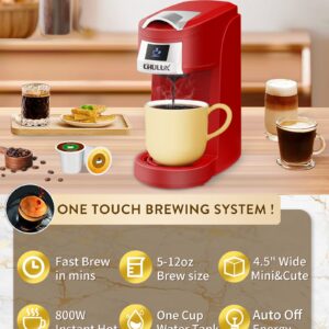 CHULUX Single Serve Coffee Maker, Red Single Cup Coffee Machine for K Cup & Ground Coffee, 5 to 12oz Brew Sizes in Mins for Home, Office, Travel, Kitchen