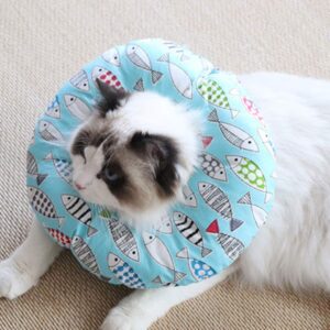 Balacoo Pet Recovery Collar Cat Recovery Collar Cat Cone Collar Cat Cones After Surgery Fish Pattern Soft