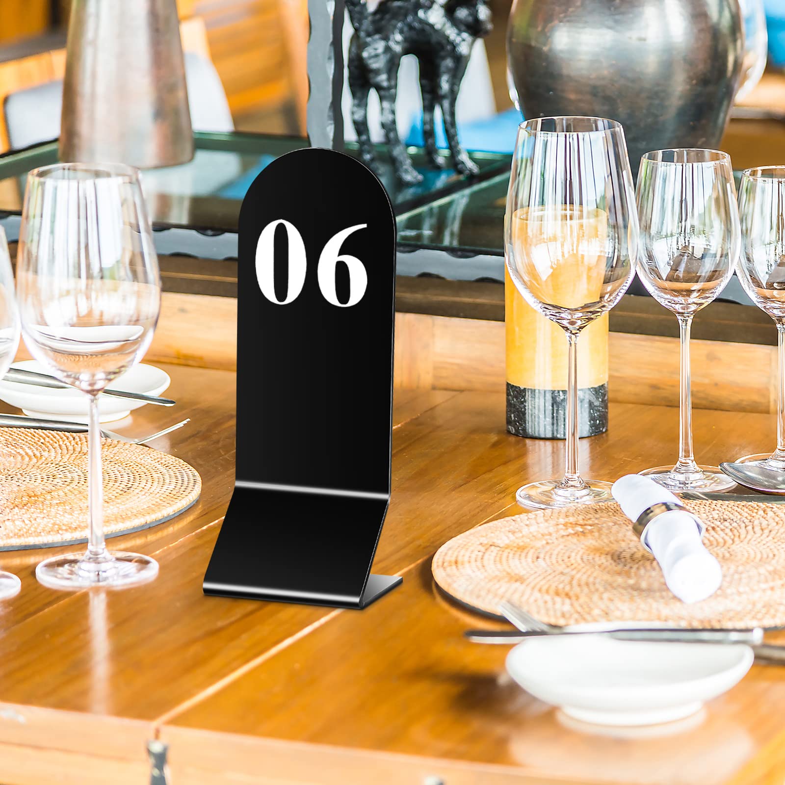 25 Pieces Table Numbers 1-25 Acrylic Tent Table Numbers Acrylic Double Sided Number Cards Black Tent Table Numbers Cards Restaurant Wedding Table Number for Restaurant Cafes Banquets, 2.36 x 6.3 Inch