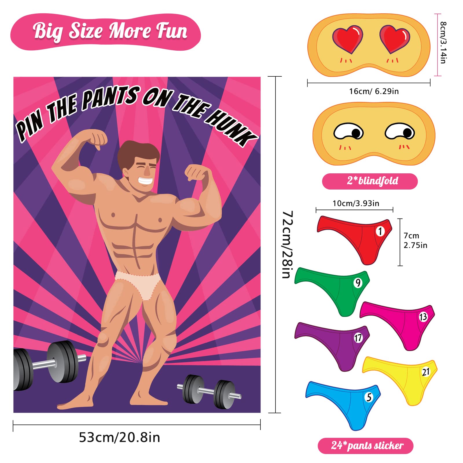 ASTARON Pin The Pants Party Games Bridal Shower Games Large Poster 24 Player Stickers Party Games Girls Night Party Games