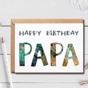 EruditeGifts Happy Birthday Papa, 5 x 7 Inch Card, Blank Inside for Your Message