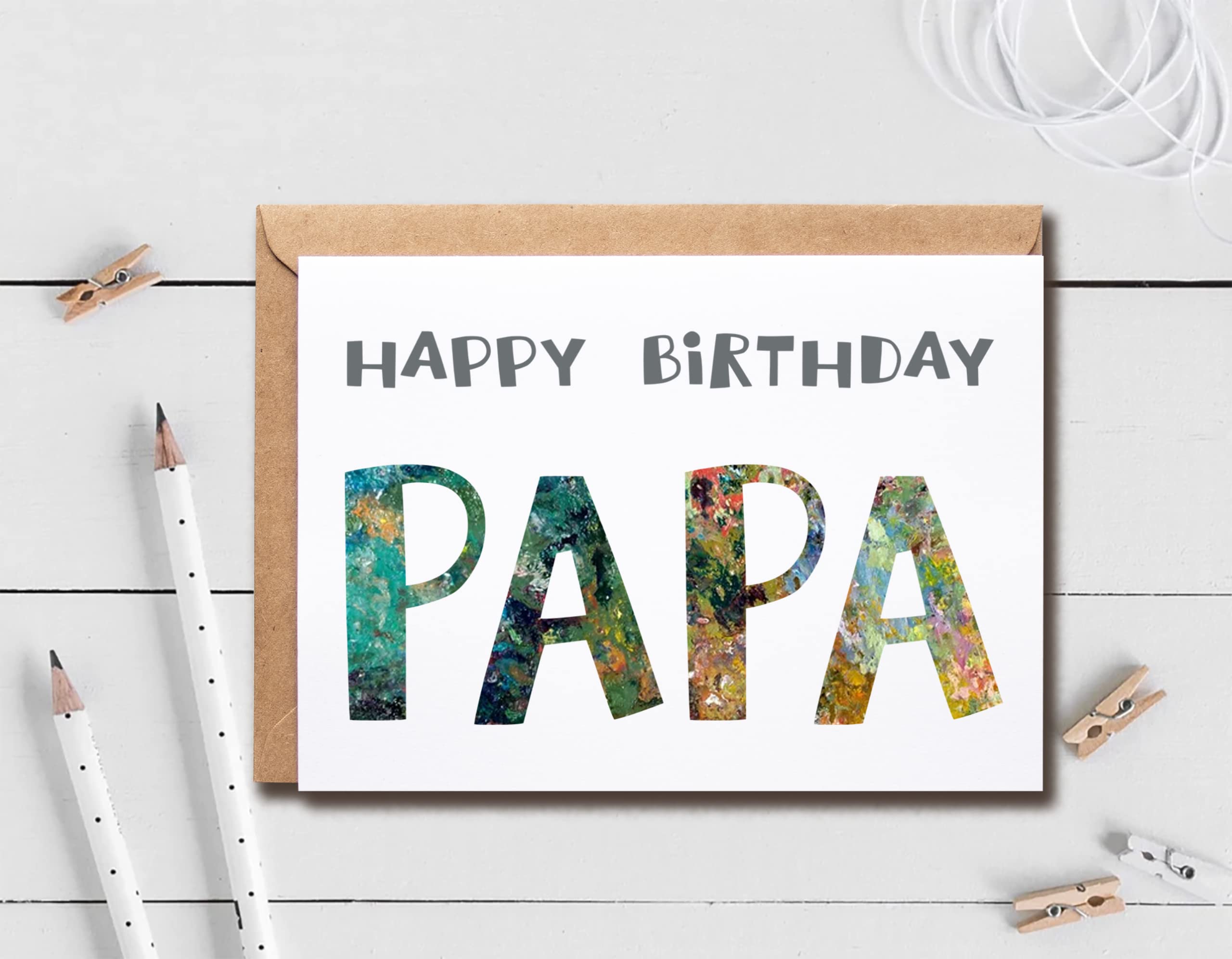 EruditeGifts Happy Birthday Papa, 5 x 7 Inch Card, Blank Inside for Your Message