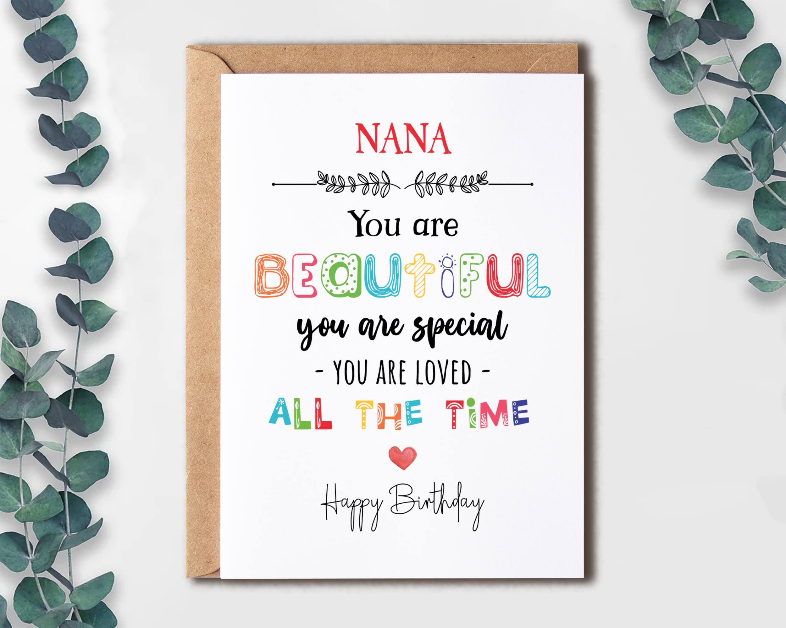 Nana You Are Beautiful You Are Special - Nana Birthday Card Poem Card For Nana - Birthday Card For Nana - Card For Nana