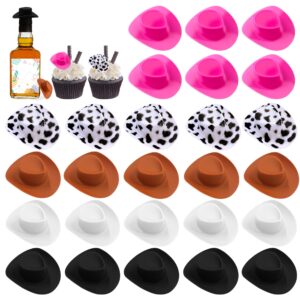 30pcs plastic mini western cowboy cowgirl hat cute miniature hat for party accessories (multi)