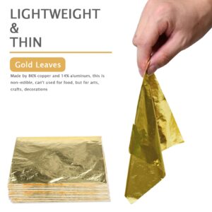 200Pcs Gold Leaf Sheets Gold Foil Sheets for Gilding Crafting, Art & DIY Projects, Picture Frames, Home Walls, Interior and Multi Artistic Decoration, Imitation Gold Foil Sheets 5.5" x 5.5"