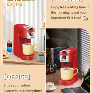 CHULUX Single Serve Coffee Maker, Red Single Cup Coffee Machine for K Cup & Ground Coffee, 5 to 12oz Brew Sizes in Mins for Home, Office, Travel, Kitchen