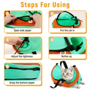 AWOOF Cat Grooming Bag Adjustable Cat Bathing Bag Anti Scratch Bite Restraint Bag Cat Sling Bag Durable Mesh Cat Shower Bag for Small Medium Large Cats Nail Trimming Ear Cleaning Medicine Taking