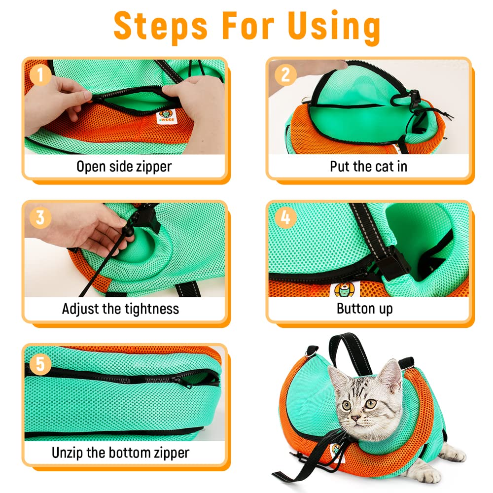 AWOOF Cat Grooming Bag Adjustable Cat Bathing Bag Anti Scratch Bite Restraint Bag Cat Sling Bag Durable Mesh Cat Shower Bag for Small Medium Large Cats Nail Trimming Ear Cleaning Medicine Taking