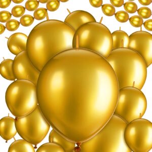 Leitee 160 Pcs Link Balloon 12 Inch 6 Inch Linking Balloons Quick Linkable Needle Tail Latex Balloons for Christmas Birthday Happy New Year Party Wedding Graduation Arch Decors (Metallic Gold)