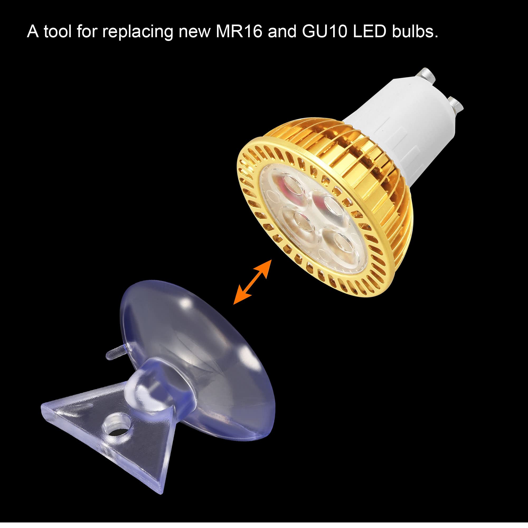 MECCANIXITY Bulb Changers, 35mm Dia. Suction Cup Light Lamp Replacing Tools for GU10 MR16 Bulbs, Black Clear PVC, 2 Set