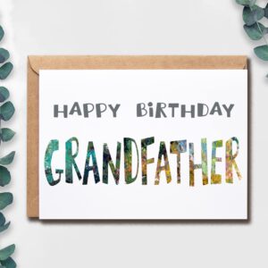 Happy Birthday Grandfather - Grandfather Birthday Card - Grandfather Card - Card For Grandfather Modern - Grandfather Birthday Card