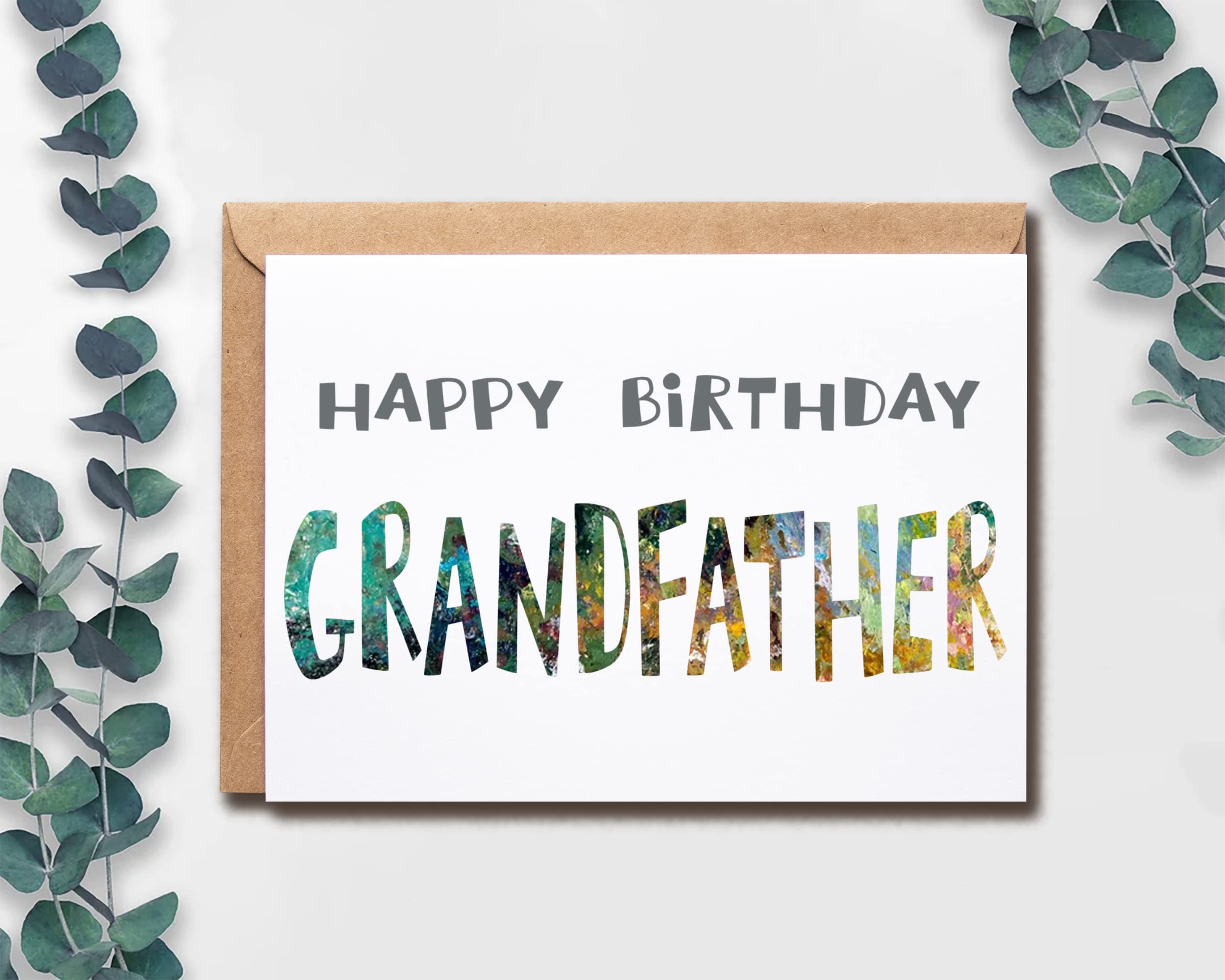 Happy Birthday Grandfather - Grandfather Birthday Card - Grandfather Card - Card For Grandfather Modern - Grandfather Birthday Card