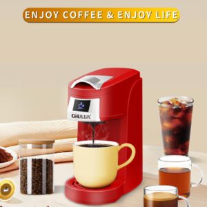 CHULUX Single Serve Coffee Maker, Red Single Cup Coffee Machine for K Cup & Ground Coffee, 5 to 12oz Brew Sizes in Mins for Home, Office, Travel, Kitchen