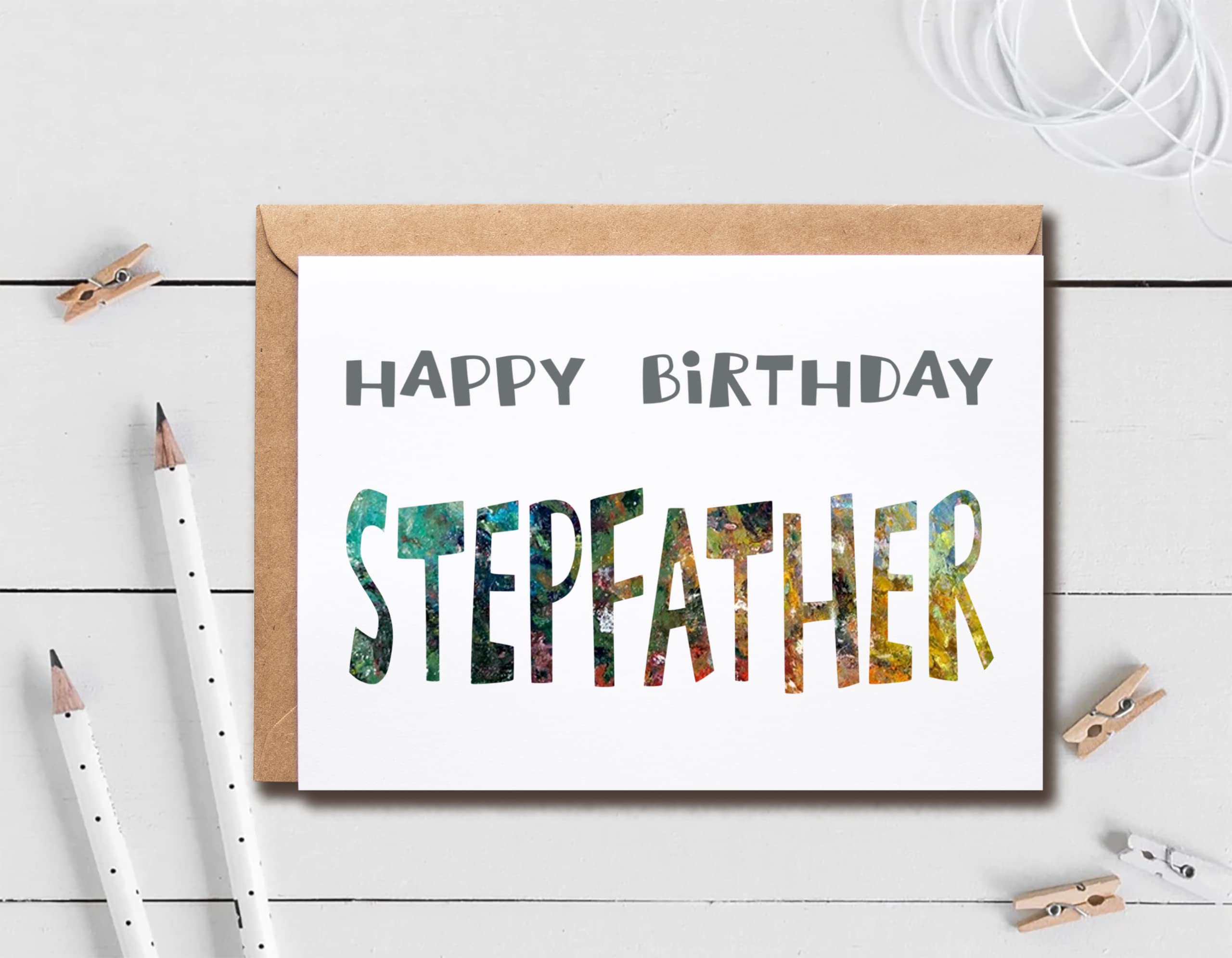 Happy Birthday Stepfather - Stepfather Birthday Card - Stepfather Card - Card For Stepfather Modern - Stepfather Birthday Card - Card For Stepfather