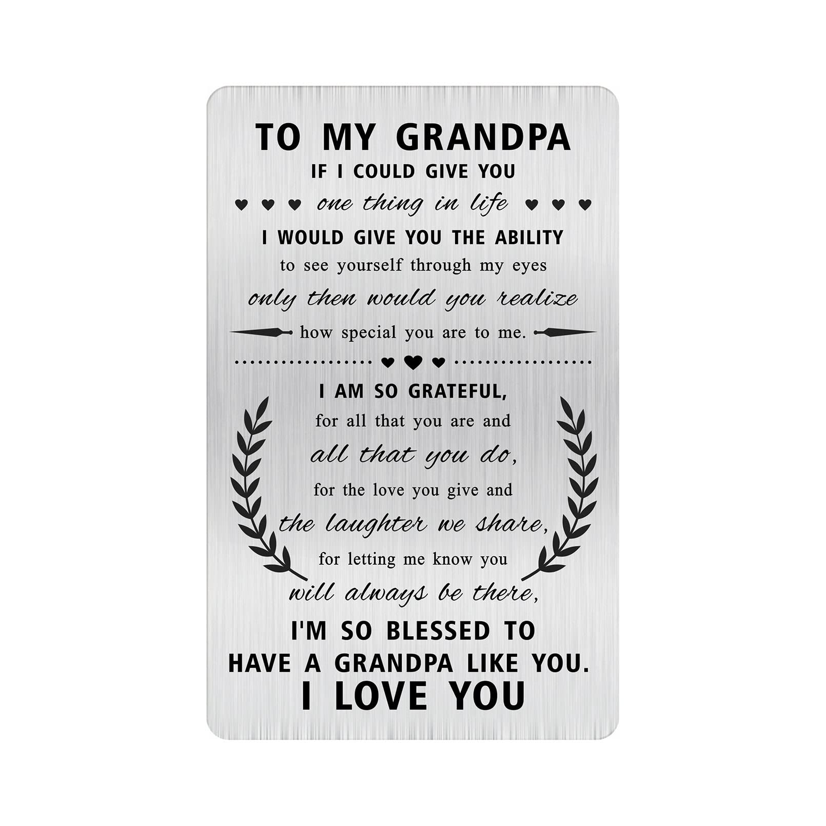 Alotozo Best Grandpa Gifts for Men, Thank You Grandfather Birthday Card, Engraved Steel Christmas Fathers Day Decoration Gift Ideas from Grandchildren