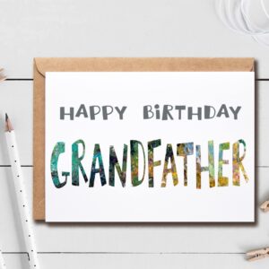 Happy Birthday Grandfather - Grandfather Birthday Card - Grandfather Card - Card For Grandfather Modern - Grandfather Birthday Card