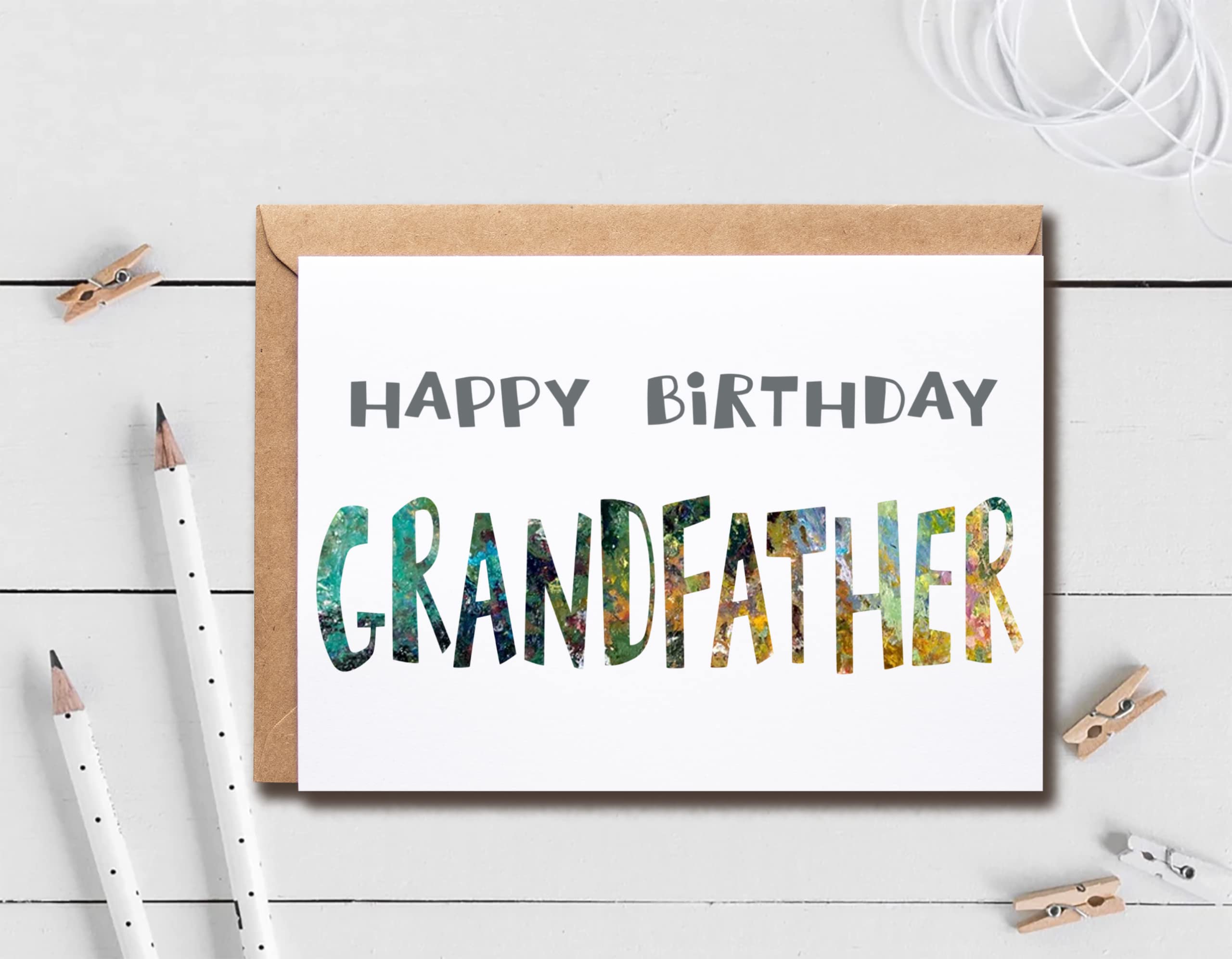 Happy Birthday Grandfather - Grandfather Birthday Card - Grandfather Card - Card For Grandfather Modern - Grandfather Birthday Card