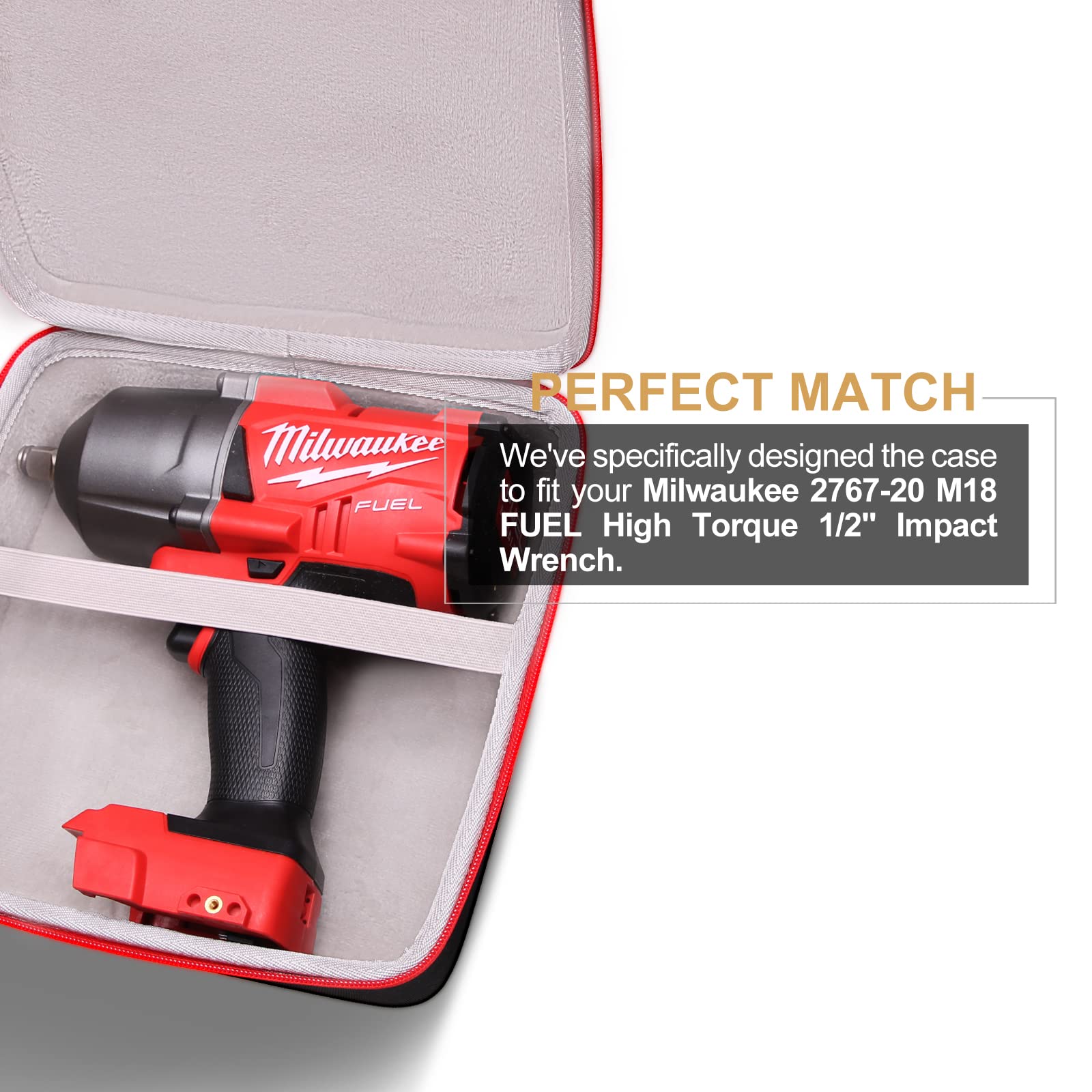 LTGEM Hard Carrying Case for Milwaukee 2967-20/2962-20/2767-20/2663-20/2960-20 M18 FUEL High Torque 1/2" Impact Wrench(Inside: 8.9"x9.2"x3")