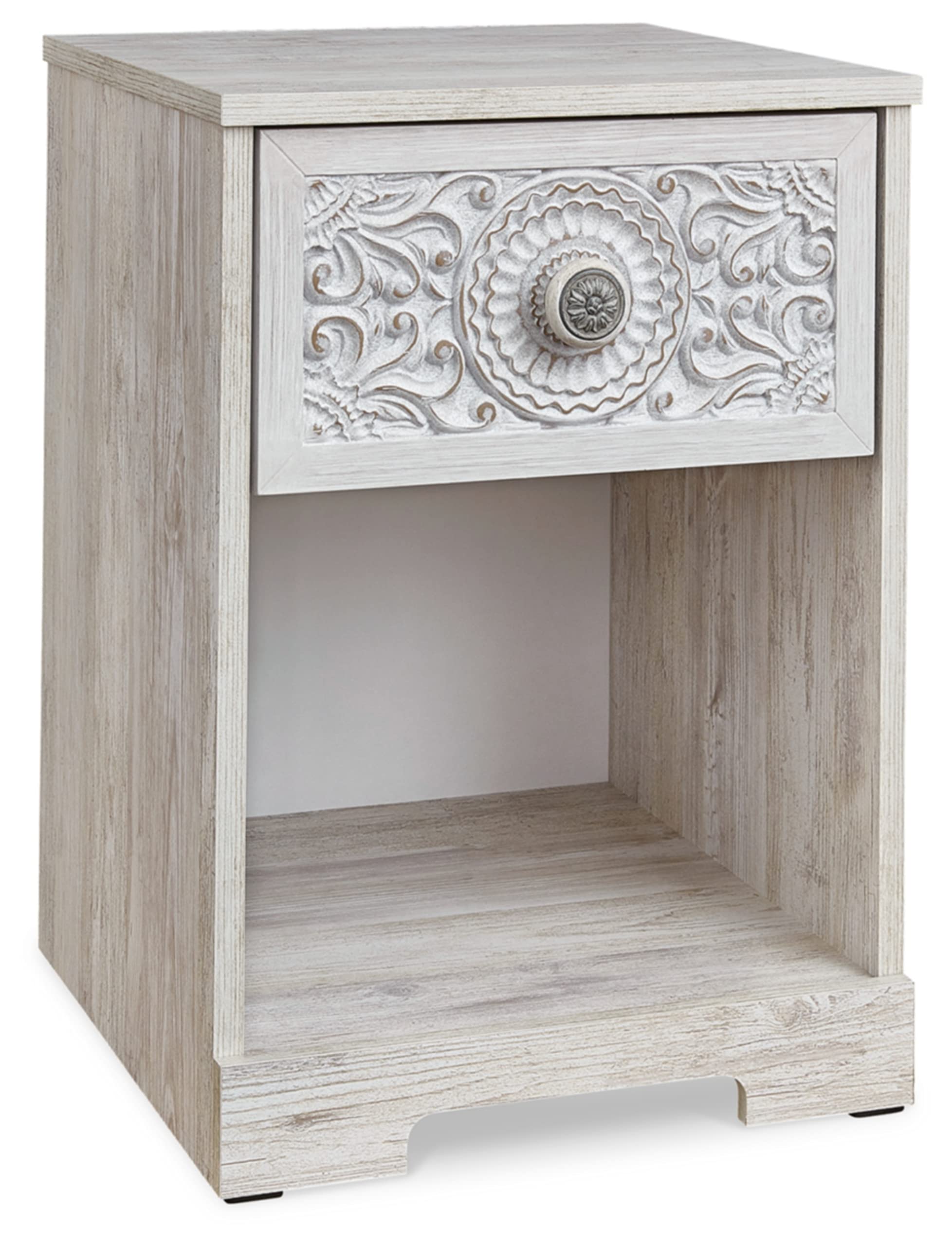 Signature Design by Ashley Paxberry Bohemian 1 Drawer Nightstand with Open Cubby, 22.09" Tall, White