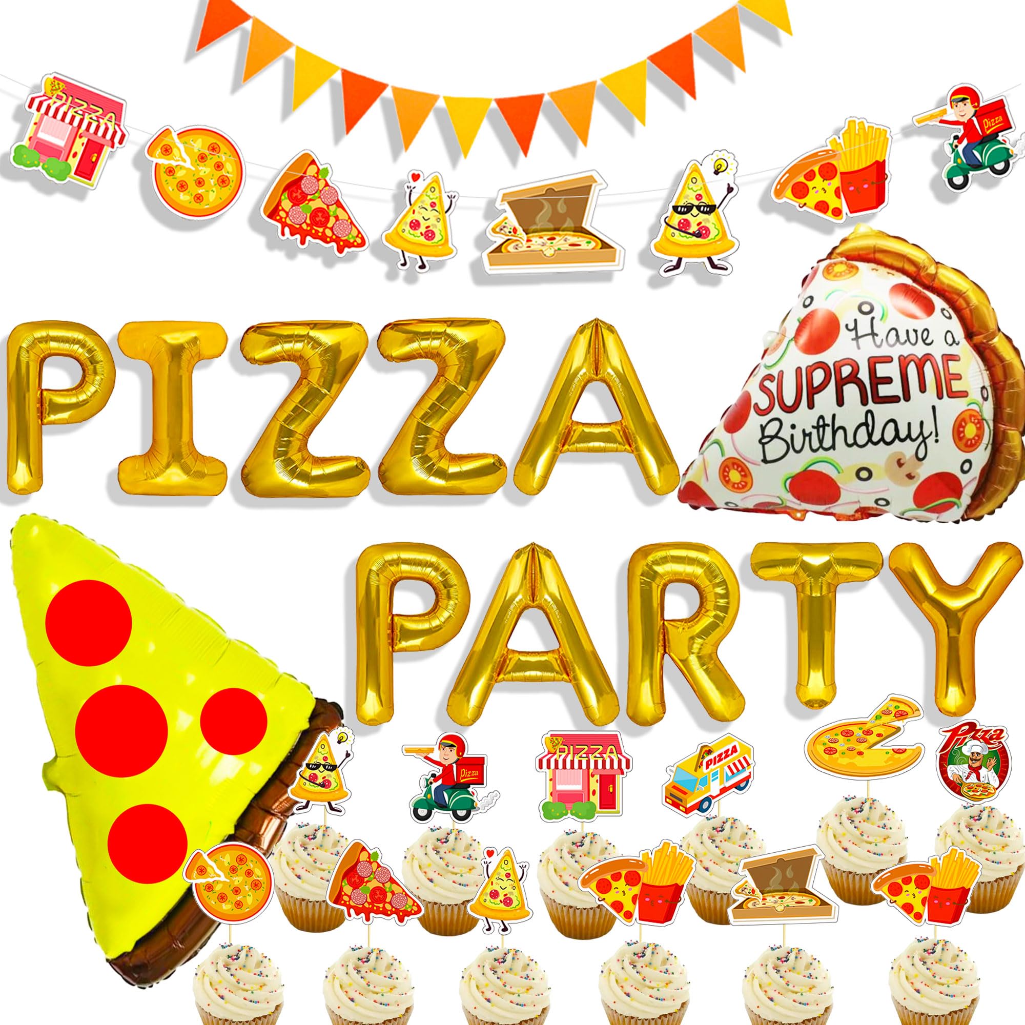 17 PCS Pizza Party Decoration Pizza Party Favors Pizza Party Supplies Pizza Party Birthday Decoration Pizza Balloon Slice Pizza Kids Party Balloons