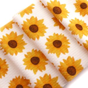 Country Sunflowers Printed Liverpool Bullet Fabric Textured Knit 4 Way Stretch - 6" Strip