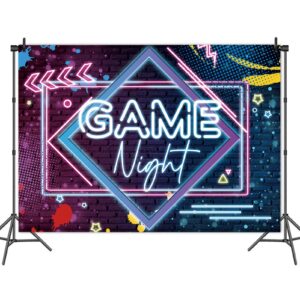 Glow Neon Photo Background for Game On Birthday Party Decor 7x5ft Game Night Theme Photography Backdrops Sleepover Slumber Prom Gaming Party Cake Table Decor Photobooth Banner