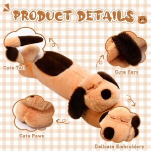 Queekay Dog Body Pillow Dog Stuffed Animals Plush Long Body Pillow for Dogs Large Sleeping Hugging Dog Pillow Christmas Birthday Gifts for Kids(23.6 Inch,Brown)