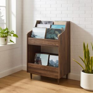 Crosley Furniture Liam Vinyl Record Storage Stand, Tiered Storage Shelves for Records, Walnut