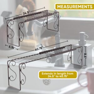 Kovot Expandable Over The Sink Shelf Extends in length from 24.5" to 40.75" | Add additional storage for soaps, cleansers, sponges and more 8.5" H x 5.75" D (Bronze)