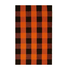 IOHOUZE Cotton Buffalo Plaid Check Rug Outdoor Doormat 27.5 x 43 Inches Washable Woven Outdoor Indoor Welcome Mats for Front Door/Farmhouse/Entryway/Home Entrance Black and Orange Outdoor Rug