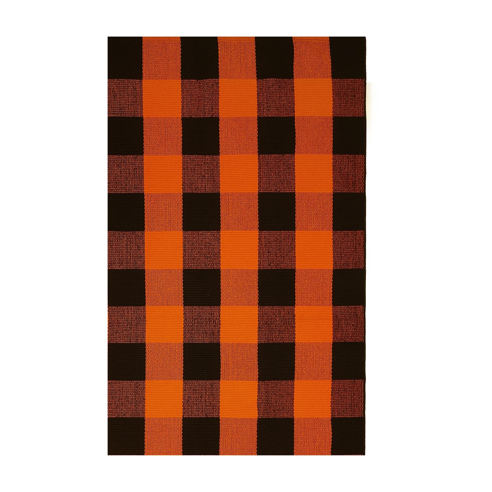 IOHOUZE Cotton Buffalo Plaid Check Rug Outdoor Doormat 27.5 x 43 Inches Washable Woven Outdoor Indoor Welcome Mats for Front Door/Farmhouse/Entryway/Home Entrance Black and Orange Outdoor Rug