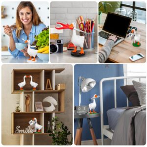 Leiormvses Magnetic Goose Duck Key Holder 1 Pcs, Room Decorations Cute Figurines Ornament Goose Merch Animal Statues for Home Decor Housewarming Gifts (White Base)