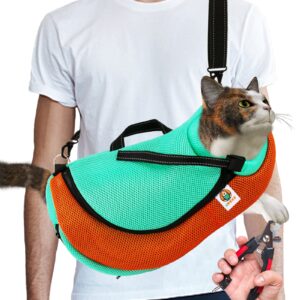 AWOOF Cat Grooming Bag Adjustable Cat Bathing Bag Anti Scratch Bite Restraint Bag Cat Sling Bag Durable Mesh Cat Shower Bag for Small Medium Large Cats Nail Trimming Ear Cleaning Medicine Taking