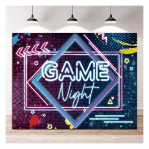 Glow Neon Photo Background for Game On Birthday Party Decor 7x5ft Game Night Theme Photography Backdrops Sleepover Slumber Prom Gaming Party Cake Table Decor Photobooth Banner