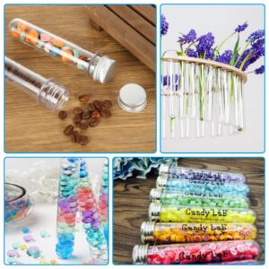 EATHEATY 60 Pack Plastic Test Tubes with Screw Caps, 45ML Clear Bath Salt Tubes Gumball Candy Tubes with Caps, Tube Container Vials for Scientific Experiments, Party Favors, Candy Storage (140x25mm)