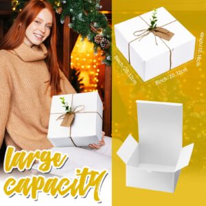 Crtiin 26 Pcs Gift Box Set 8 Bridesmaid Proposal Box 8 Wedding Gift Kraft Paper Tag 8 Eucalyptus 120g Leaves Paper Shred Filler 1 Rope for Christmas Birthday(8 x 8 x 4 Inch,White, Khaki)